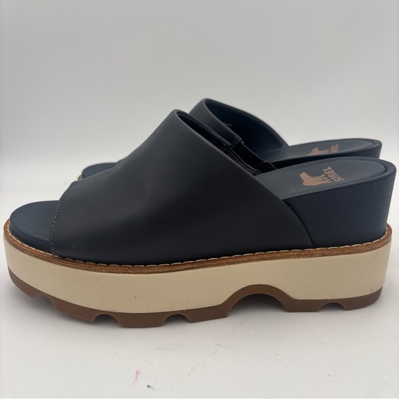 Sorel Dark Blue Mules with Light Tan Platform - Picture 7 of 11